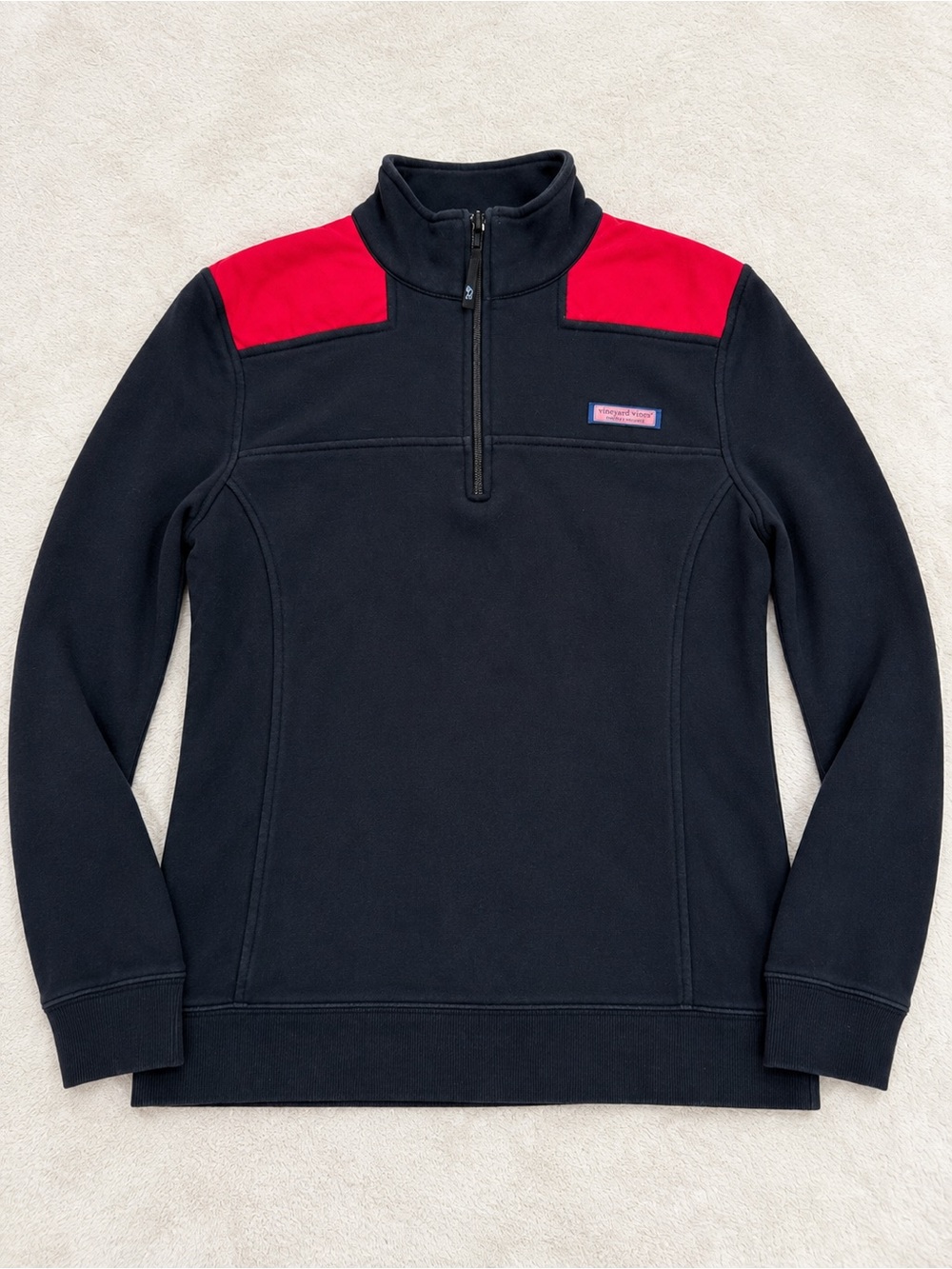 Vineyard Vines Women’s M Black Red Quarter Zip Pullover
